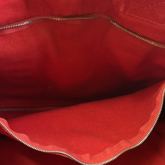 Hermes vintage heavy canvas tote rare red with white detail - Picture 13 of 13